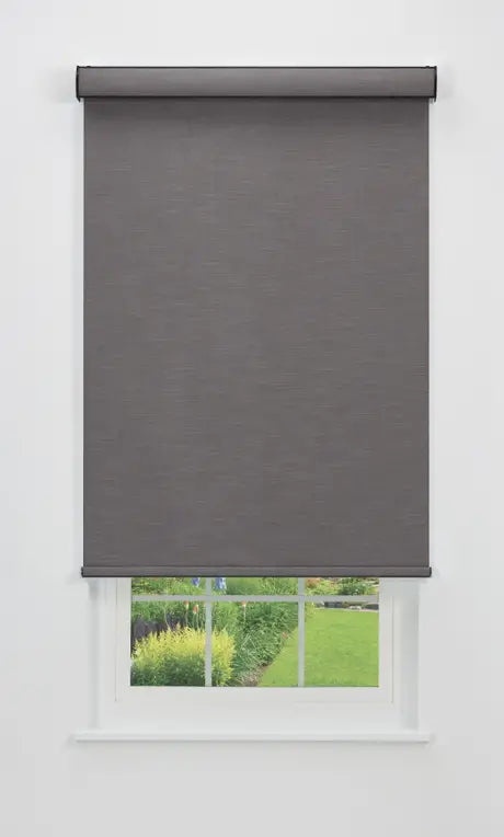 Mojave blackout roller shade inside mounted with cassette headrail, front view