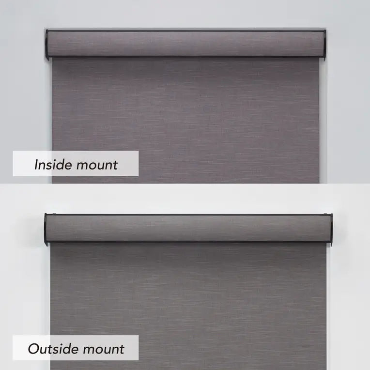 Comparison of inside mount and outside mount installation for a roller shade